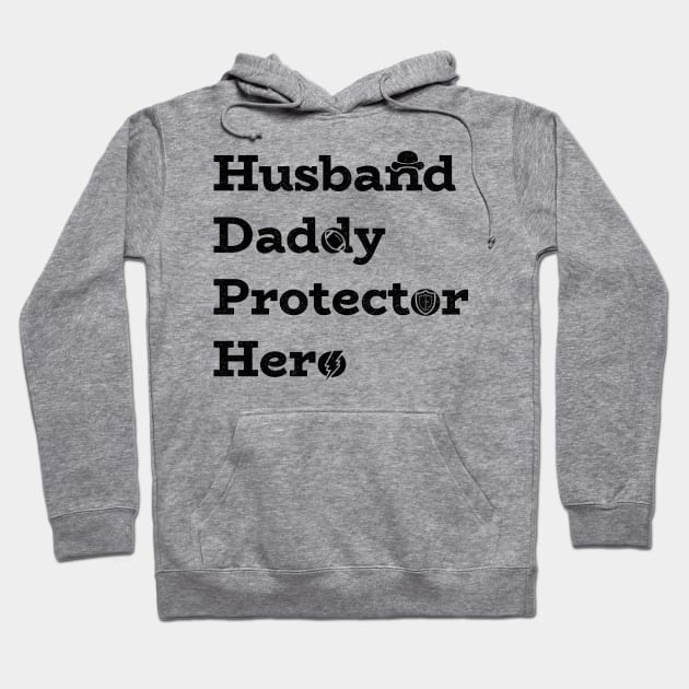 Husband. Daddy. Protector. Hero. With icons. Fathers Day Gift. Hoodie by Ribbonbon